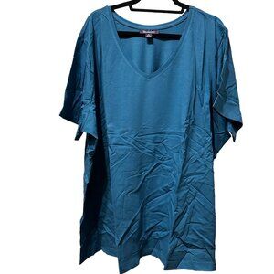 Roman’s size 4X 34/36 teal blue v neck cotton new in package tunic top